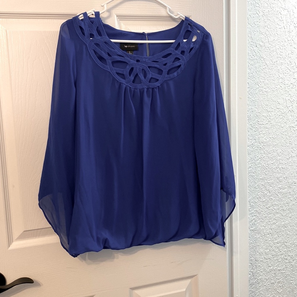 Blue top with pretty detailing